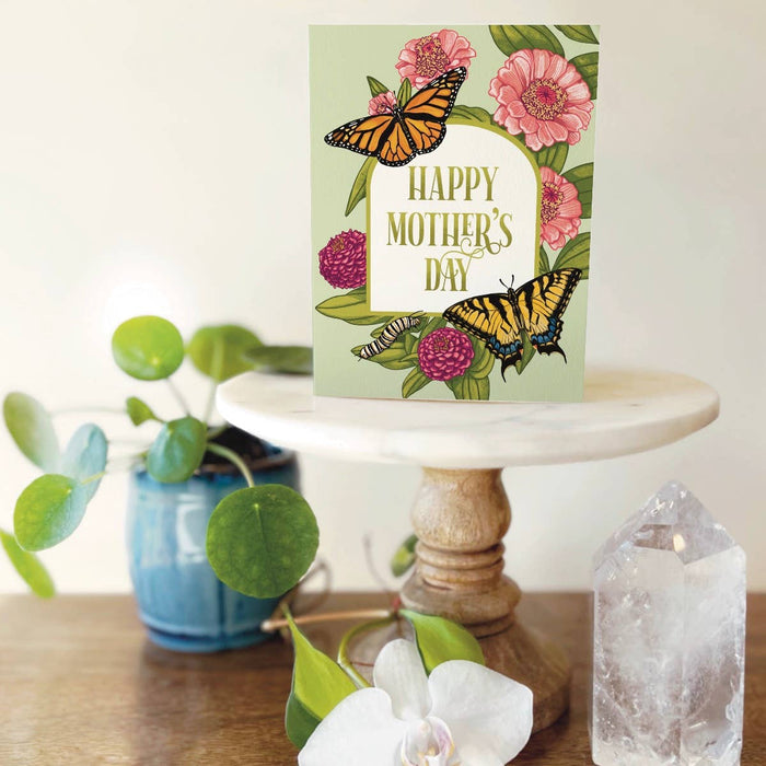 Happy Mother’s Day Monarchs, Zinnia Card - Folk Meadow Studio