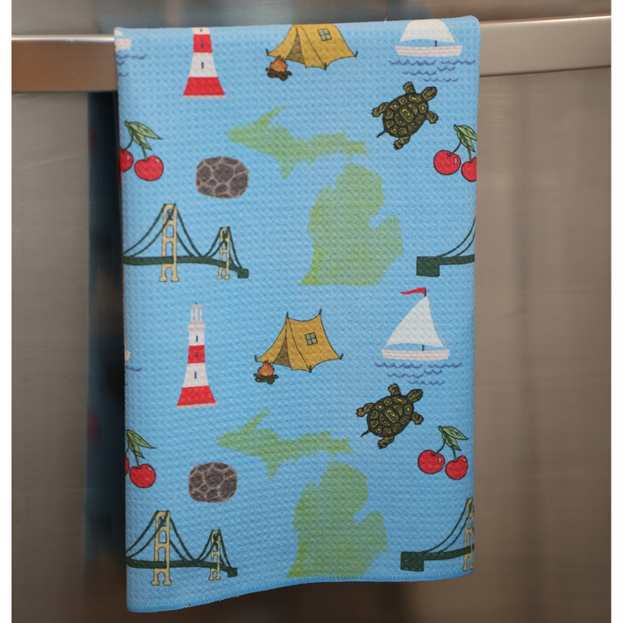 Emblems of Michigan Waffle Recycled Dish Towel