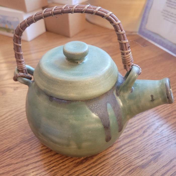 Hand Thrown Meadow Green Tea Set by Christian Leathers