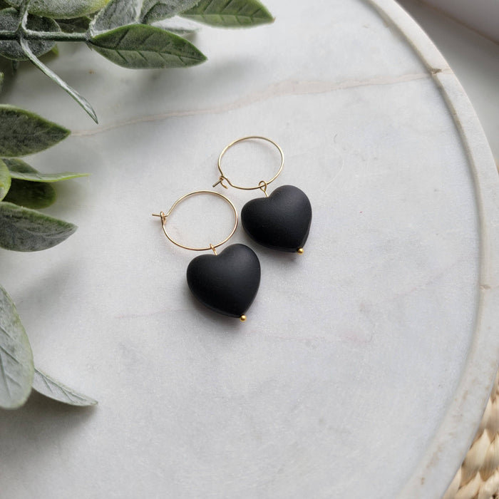 Double Sided Glitter Heart Earrings - Cayenne & Cake