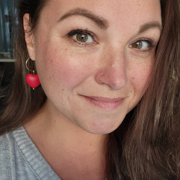 Double Sided Glitter Heart Earrings - Cayenne & Cake