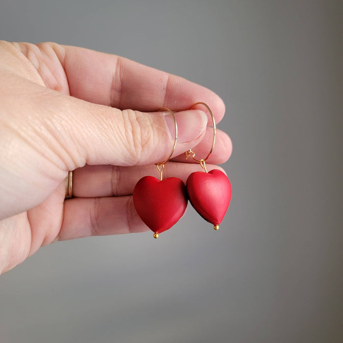 Double Sided Glitter Heart Earrings - Cayenne & Cake