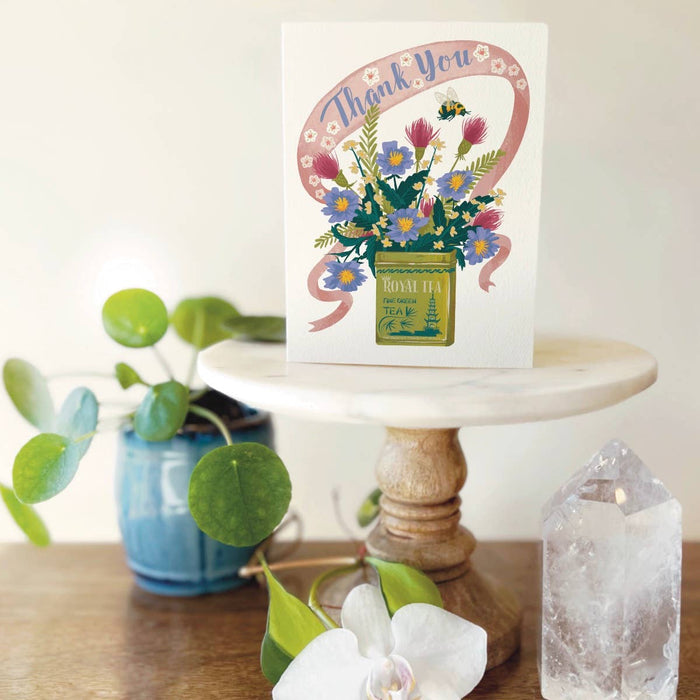 Thank You Tea Tin Greeting Card by Folk Meadow