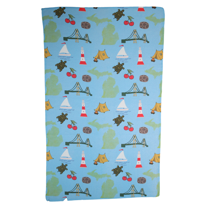 Emblems of Michigan Waffle Recycled Dish Towel