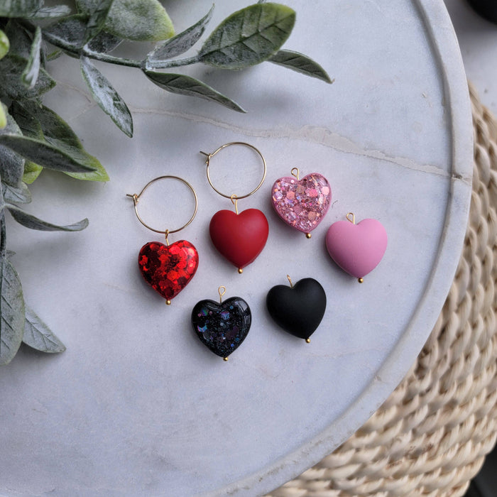 Double Sided Glitter Heart Earrings - Cayenne & Cake