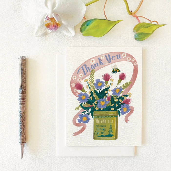 Thank You Tea Tin Greeting Card by Folk Meadow