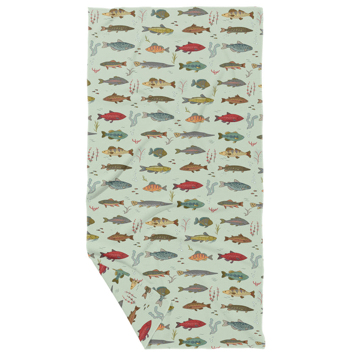 Freshwater Fish Double Sided Waffle Dish Towel