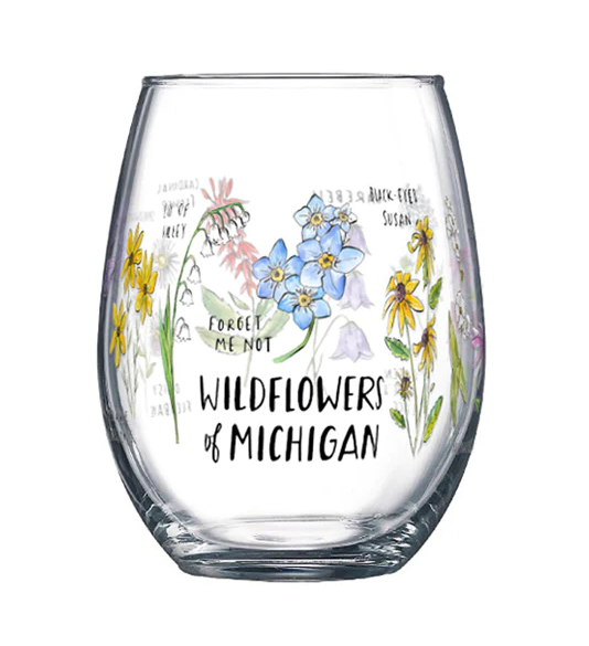 Wildflowers of Michigan Wine Glass - City Bird