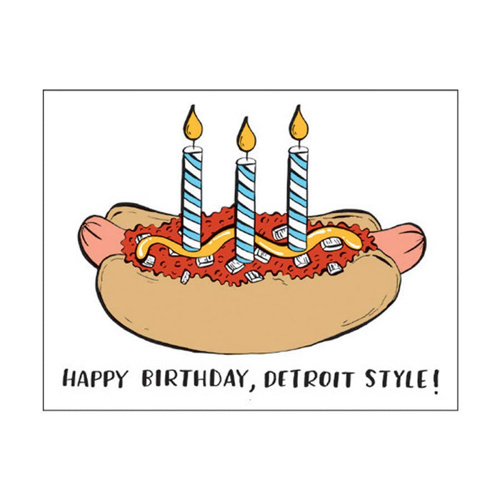 Detroit Style Coney Hot Dog Birthday Card