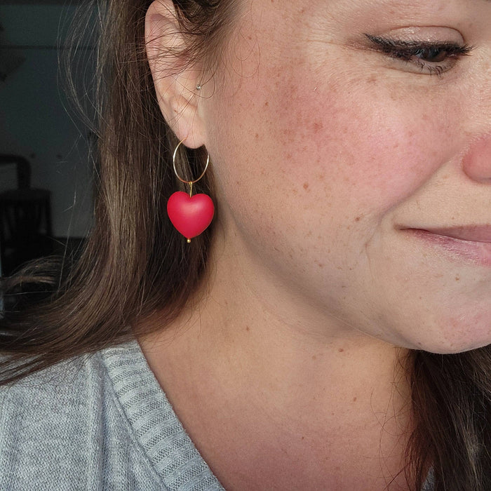 Double Sided Glitter Heart Earrings - Cayenne & Cake