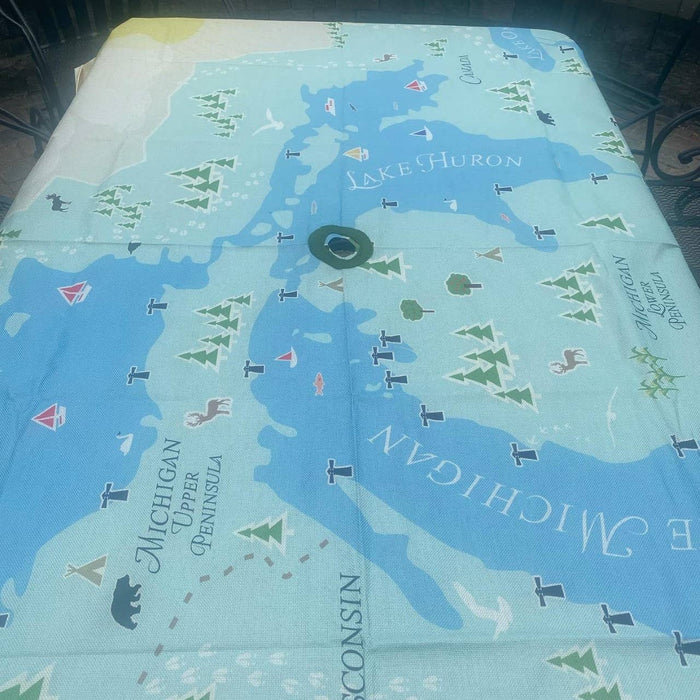 Great Lakes Map Tablecloth - Michigan Mittens