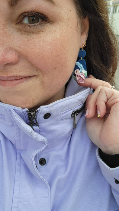 Blue Floral Sculpture Earrings - Cayenne & Cake