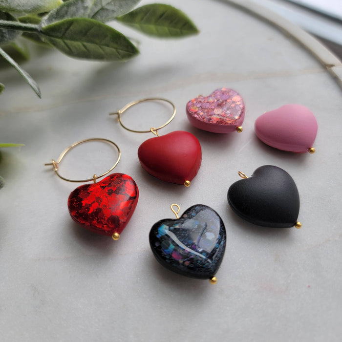 Double Sided Glitter Heart Earrings - Cayenne & Cake