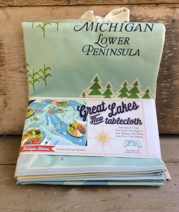 Great Lakes Map Tablecloth - Michigan Mittens
