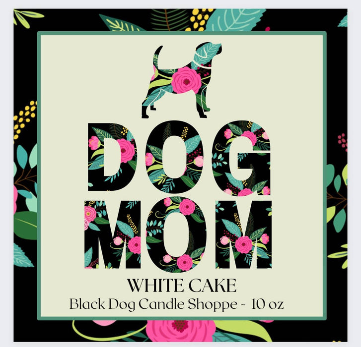 Dog Mom White Cake Scented Candle - Black Dog Candle Shoppe