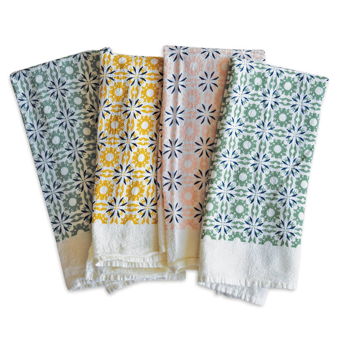Mixed Woodblock Chicory Napkins / Set of 4 - June & December