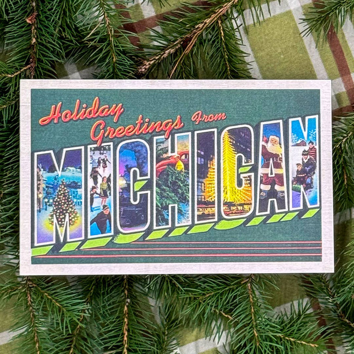 Large Letter Michigan Holiday Cards - Peninsulas