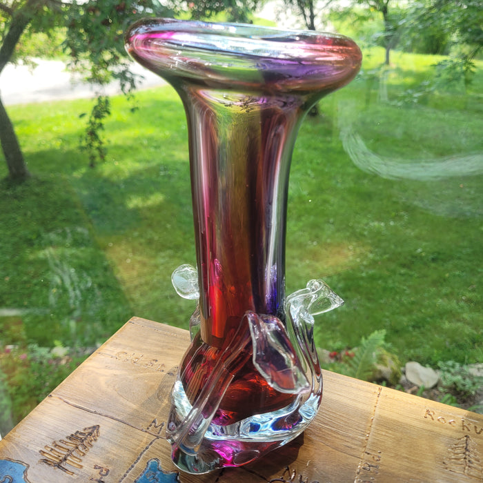 Pink “Swan Song” Vase with Trumpet Mouth by Windblown Glass (Rick Shapero)