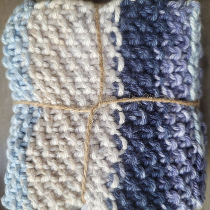 Set of Two Hand Knit Dish Cloths by Joanna Izzard