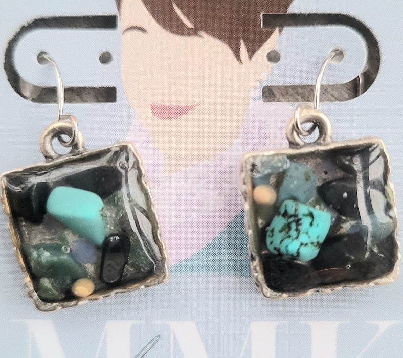 Turquoise and Lake Stone Earrings by MMK Designs