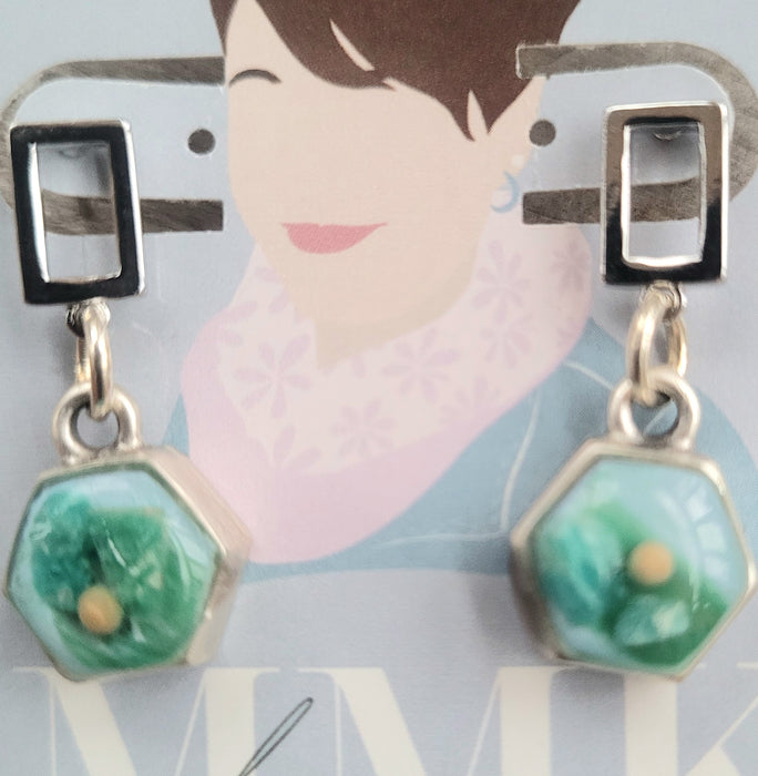 Sea Glass with Flowers Earrings by MMK Designs