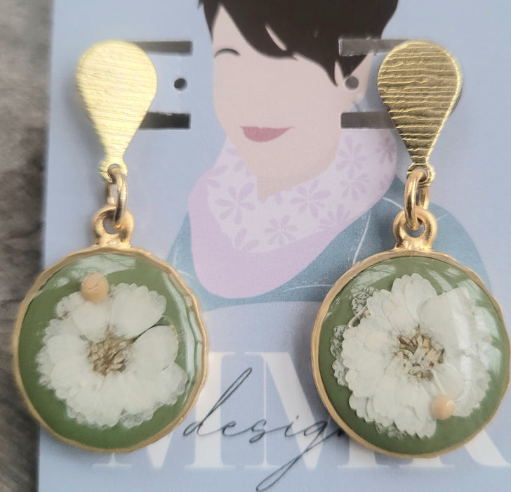 White Flower Drop Earrings by MMK Designs