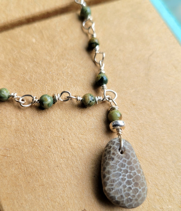 Katherine Sirvio Necklace: Silver, Serpentine, Charlevoix Stone