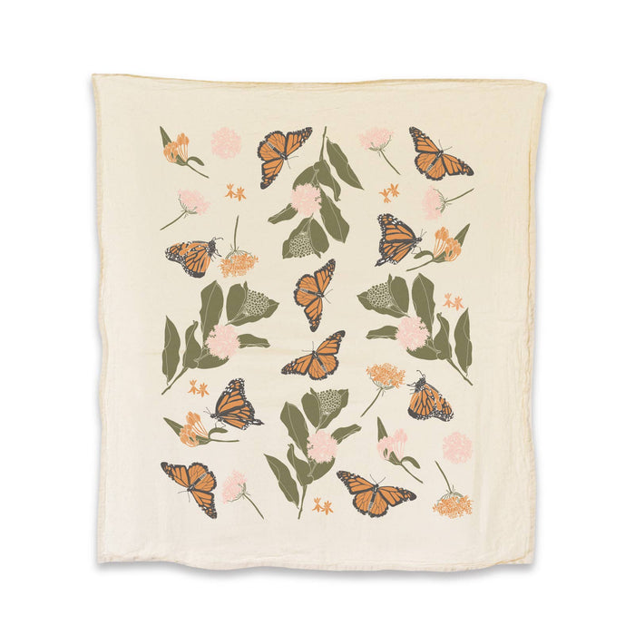 Monarchs + Milkweeds Kitchen Towel - June and December