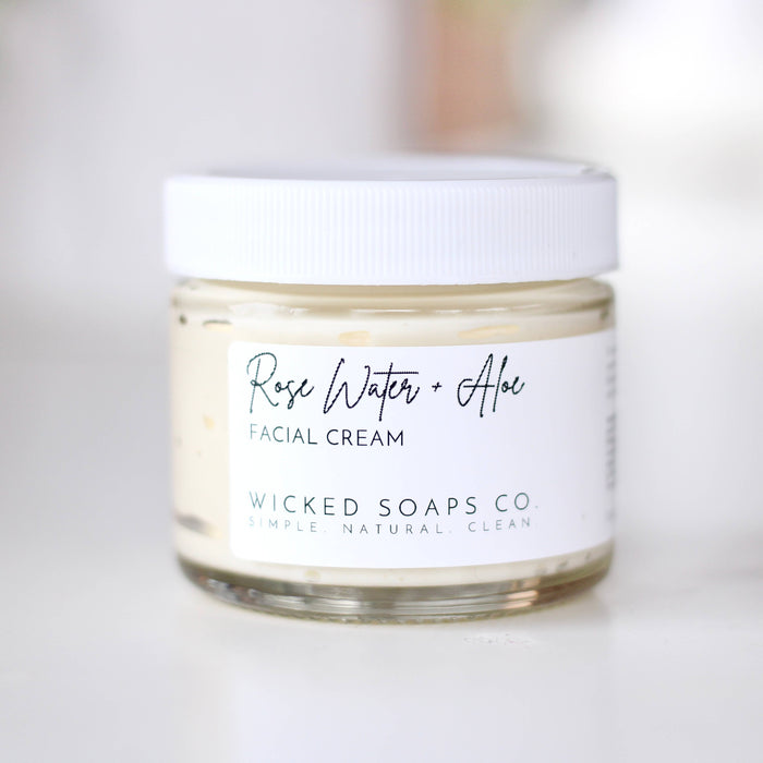 Rose Water + Aloe Facial Cream - Wicked Soaps Co.