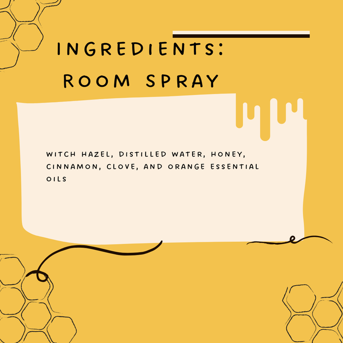 Sister Bees Room Spray - cinnamon, orange, clove, and a touch of honey