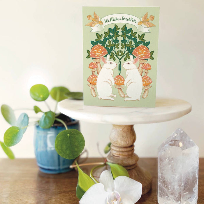 Bunny Pair Greeting Card by Folk Meadow