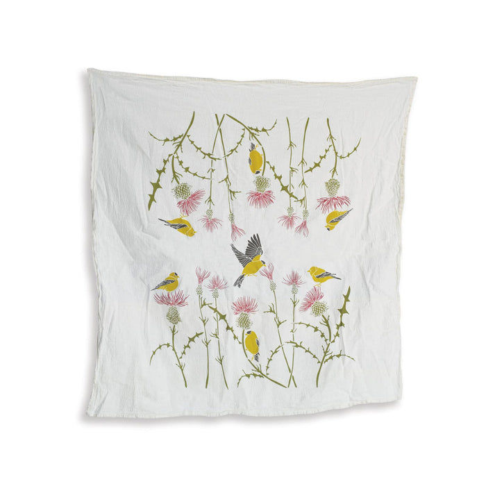 Thistle + Finch Kitchen Tea Towel with Yellow Finch Birds - June & December