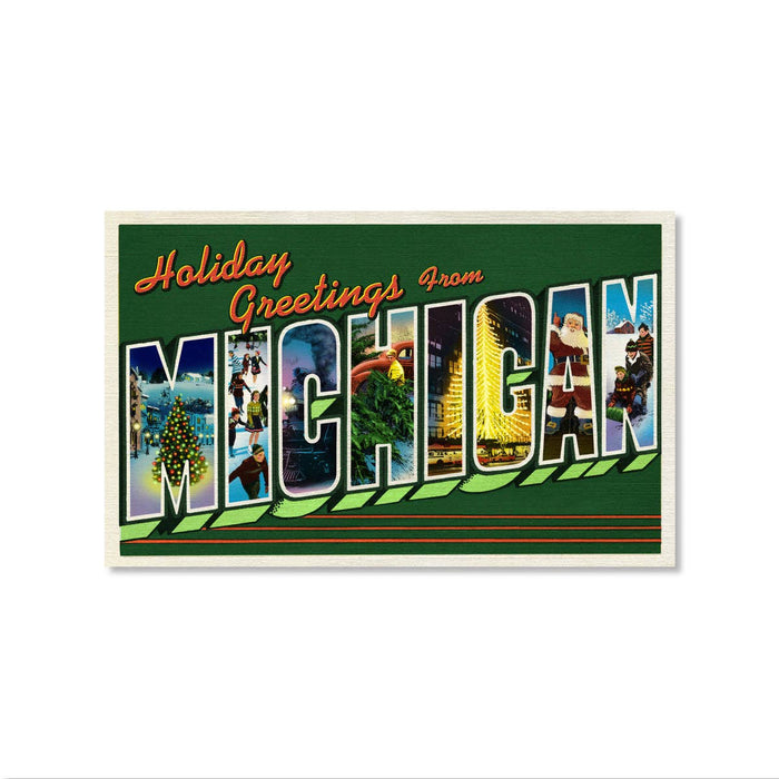 Large Letter Michigan Holiday Cards - Peninsulas