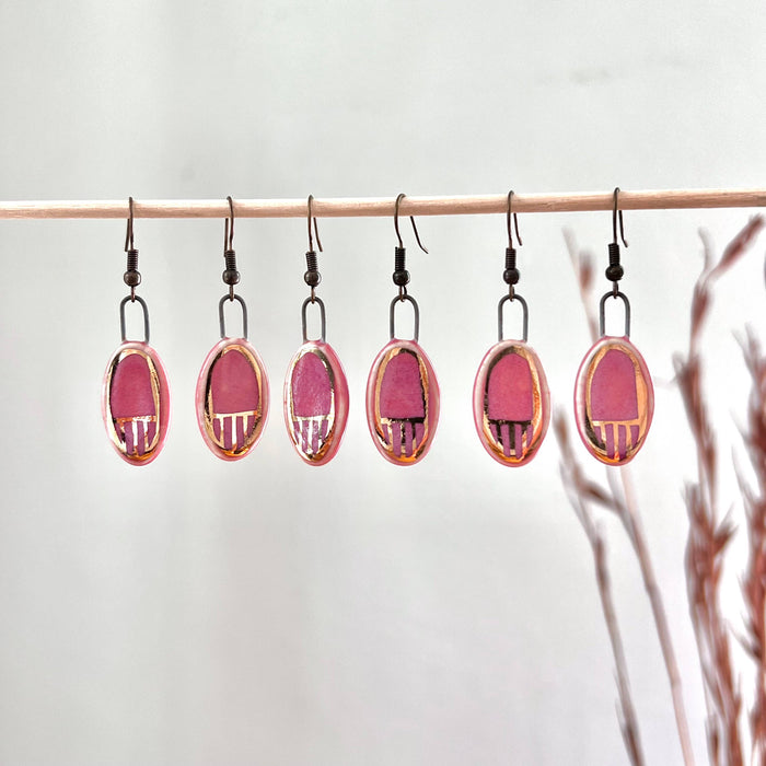 Pink Small Oval Clay Earrings with The Artifact House