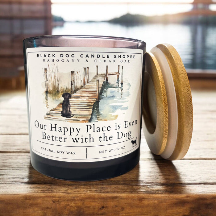 Our Happy Place is Even Better with the Dog Double Wick - Black Dog Candle Shoppe