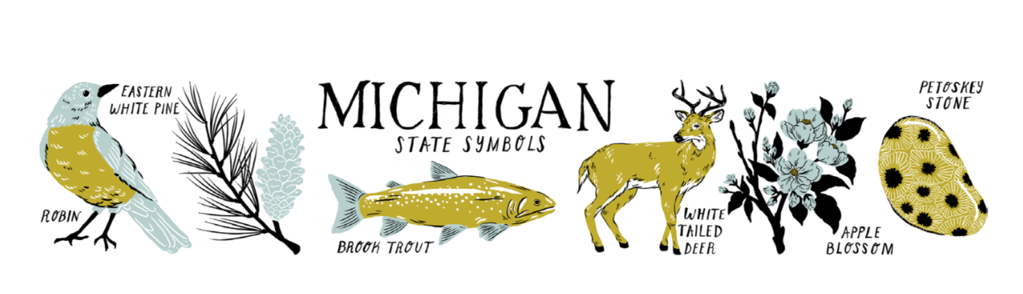 Michigan State Symbols Glass - City Bird