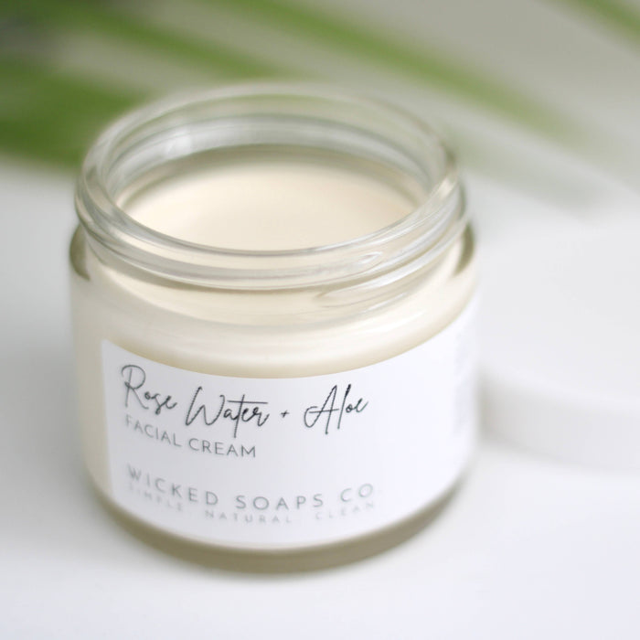 Rose Water + Aloe Facial Cream - Wicked Soaps Co.