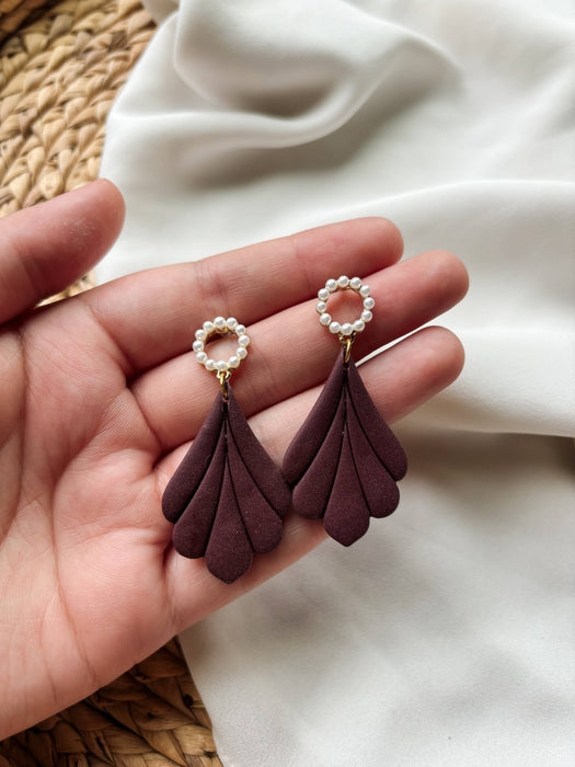 Maroon Scallop Earrings - Placed by Grace