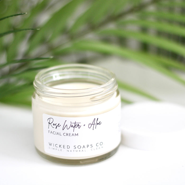 Rose Water + Aloe Facial Cream - Wicked Soaps Co.