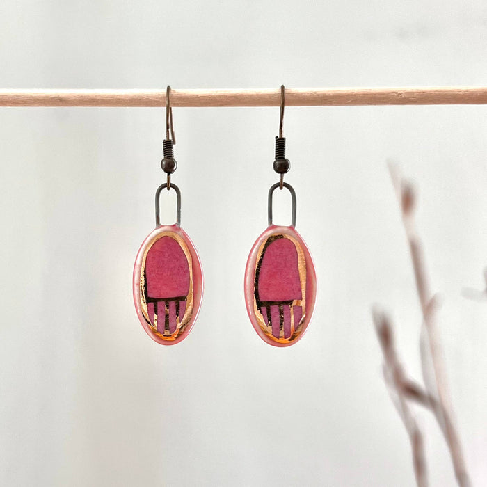 Pink Small Oval Clay Earrings with The Artifact House