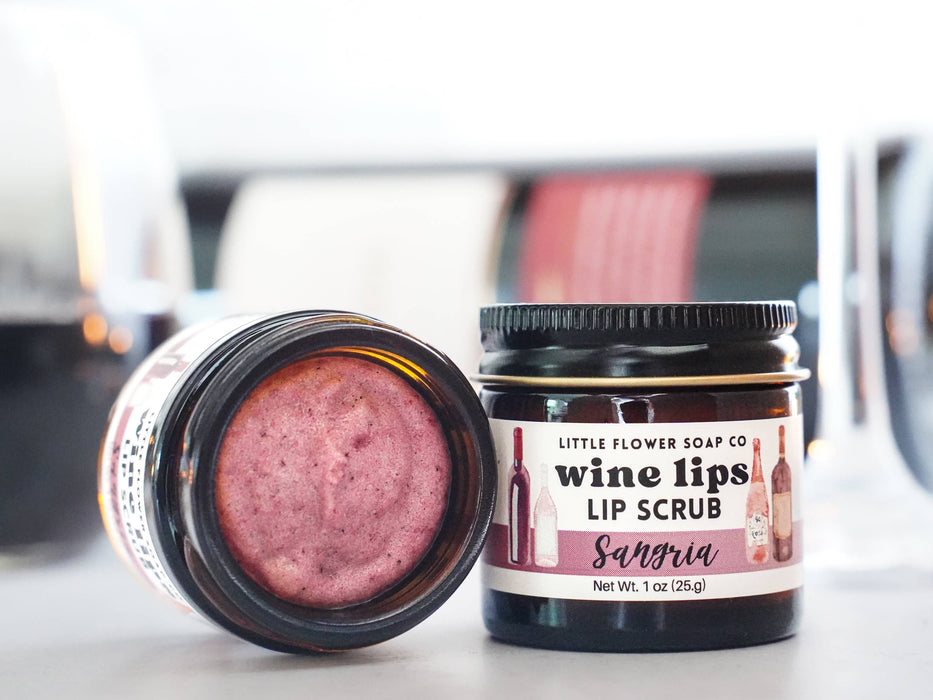 Wine Lips - Sangria Exfoliating Lip Sugar Scrub - Little Flower Soap Co.
