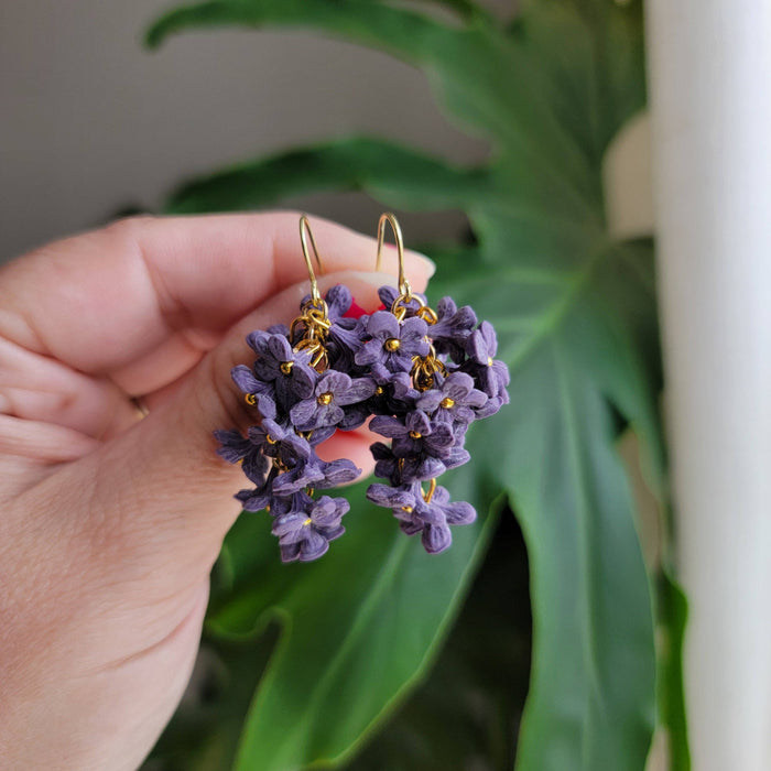Dark Lilac Bunch Earrings - Cayenne and Cake