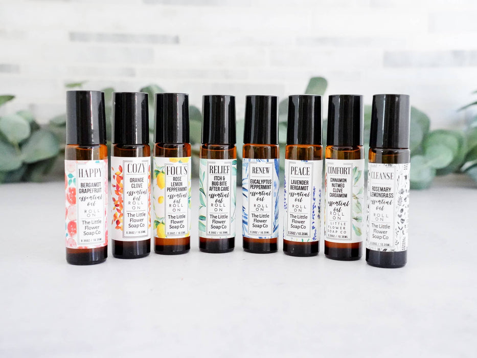 CLEANSE Rosemary Lemongrass Essential Oil Roll-on Aromatherapy - Little Flower Soap Co.