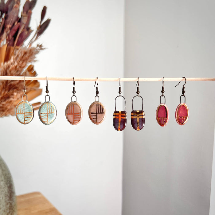 Pink Small Oval Clay Earrings with The Artifact House