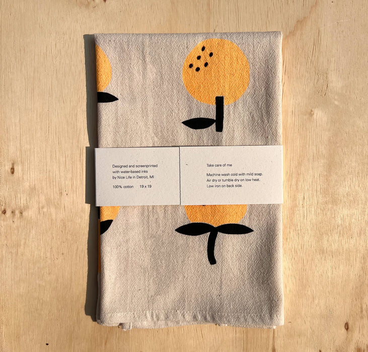 Orange Screen Printed Tea Towel - Nice Life