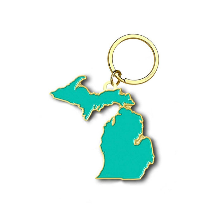 Michigan Silhouette Key Chain - Teal