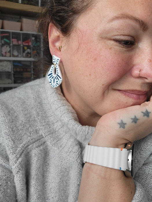 Blue Tile Earrings - Cayenne & Cake
