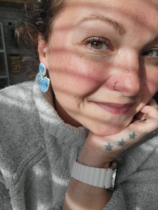 Blue Scalloped Tile Earrings - Cayenne & Cake