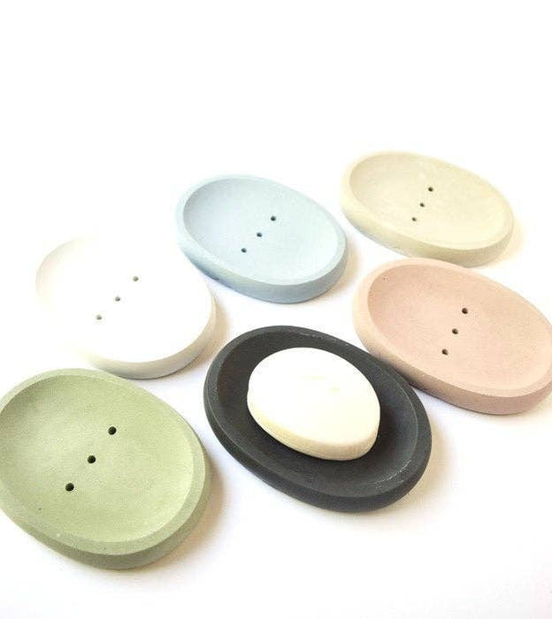 Concrete Oval Soap Dish - Cedar and Stone Garden