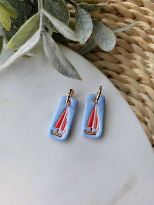 Red Sailboats Charm Earrings - Cayenne and Cake